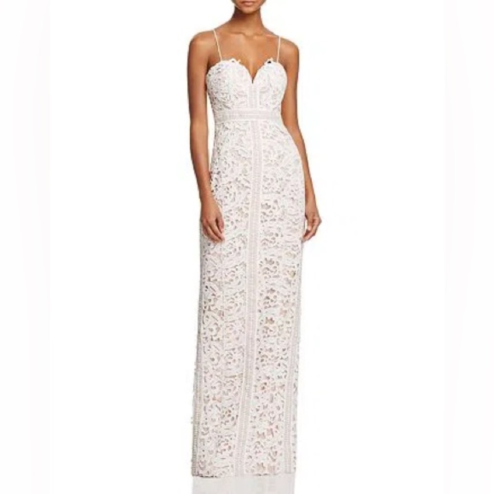 Bariano Australia Emma White Lace Column Gown size Large